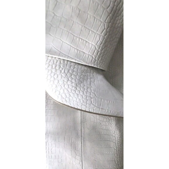 Public Desire Boots Women's 8  Gray Fold Over Croc Embossed Knee High Block Heel - Picture 7 of 9